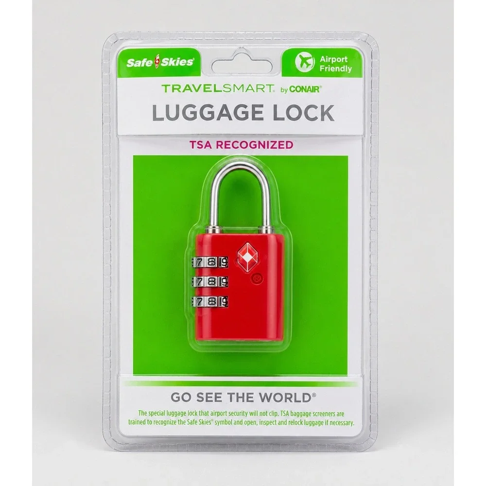 TravelSmart by Conair Safe Skies TSA Recognized Luggage Lock Red TS390CSS NEW
